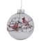 Red Cardinals Snowy Winter Scene Glass Ball Ornament